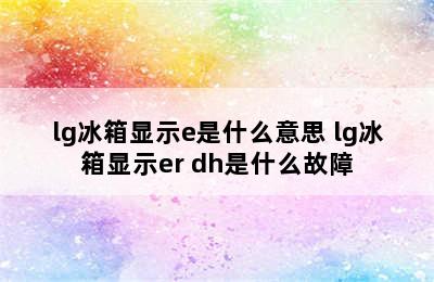 lg冰箱显示e是什么意思 lg冰箱显示er dh是什么故障